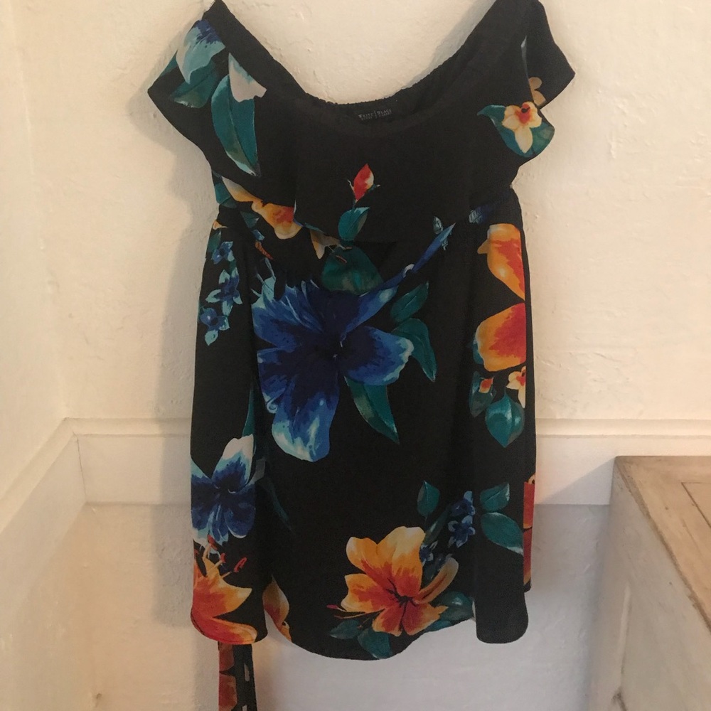 White House Black Market strapless floral dress
